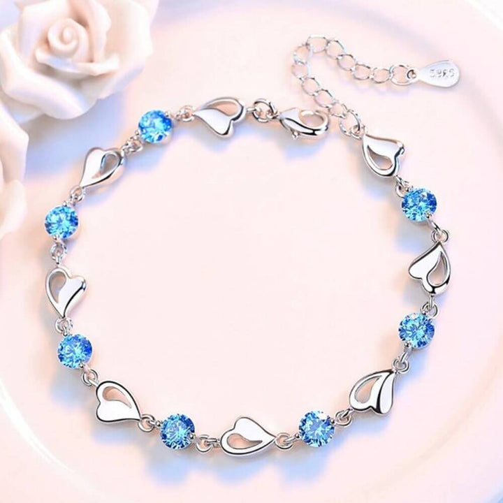 Silver Heart-Shaped Bracelet - Eloria-Blue-The Livary