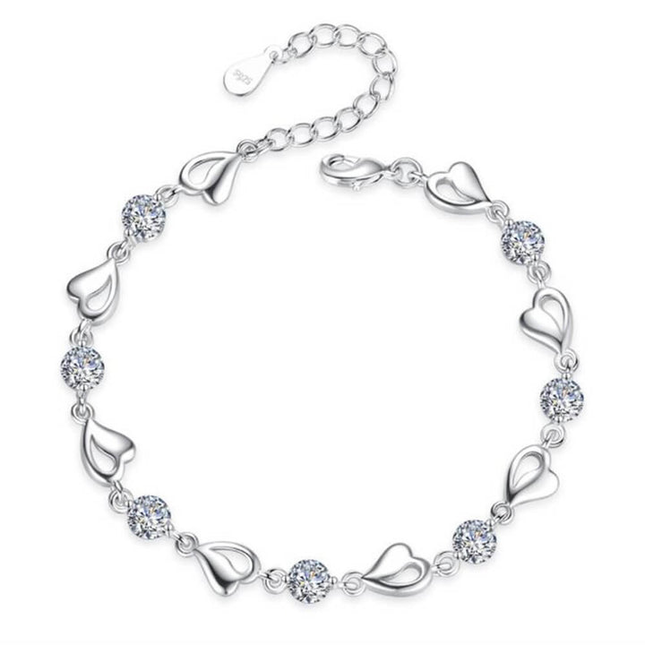 Silver Heart-Shaped Bracelet - Eloria-White-The Livary
