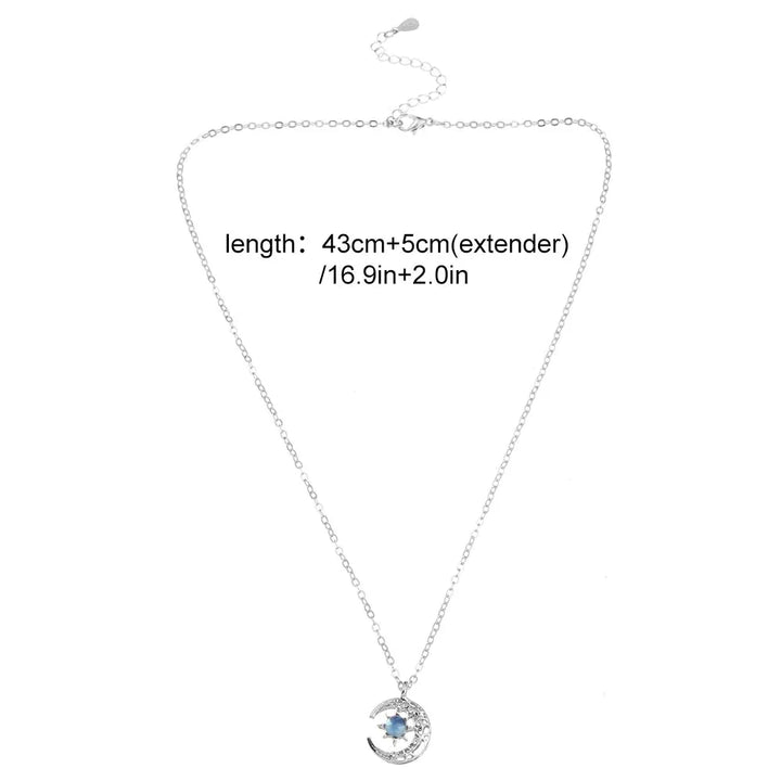 SILVER NECKLACE WITH HALF MOON AND STAR PENDANT-Rose Gold-Nora Luxe