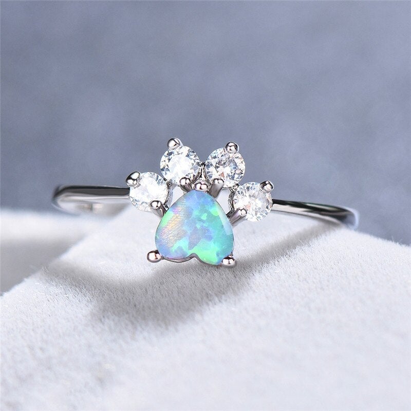 Silver Opal and Zirconia Ring - Celestine-5-Nora Luxe