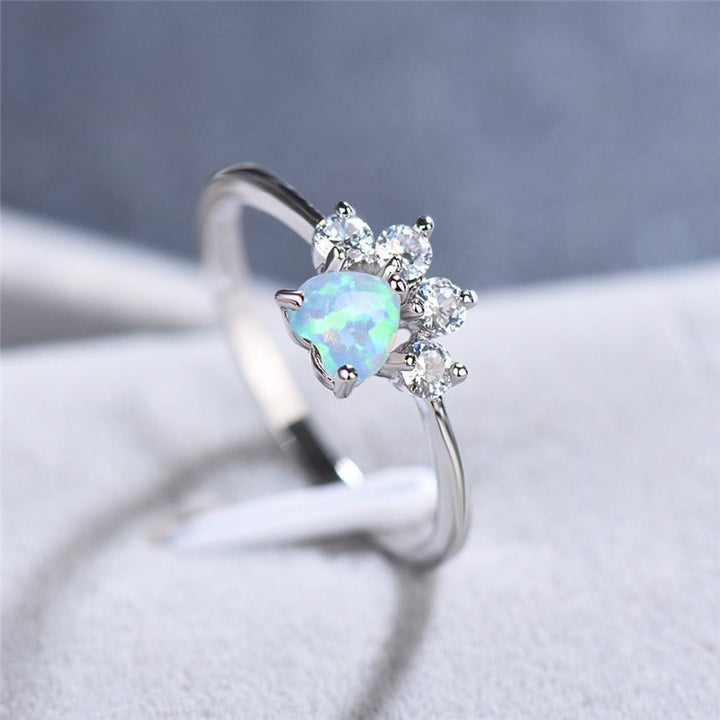 Silver Opal and Zirconia Ring - Celestine-5-Nora Luxe