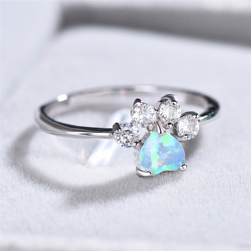 Silver Opal and Zirconia Ring - Celestine-5-Nora Luxe