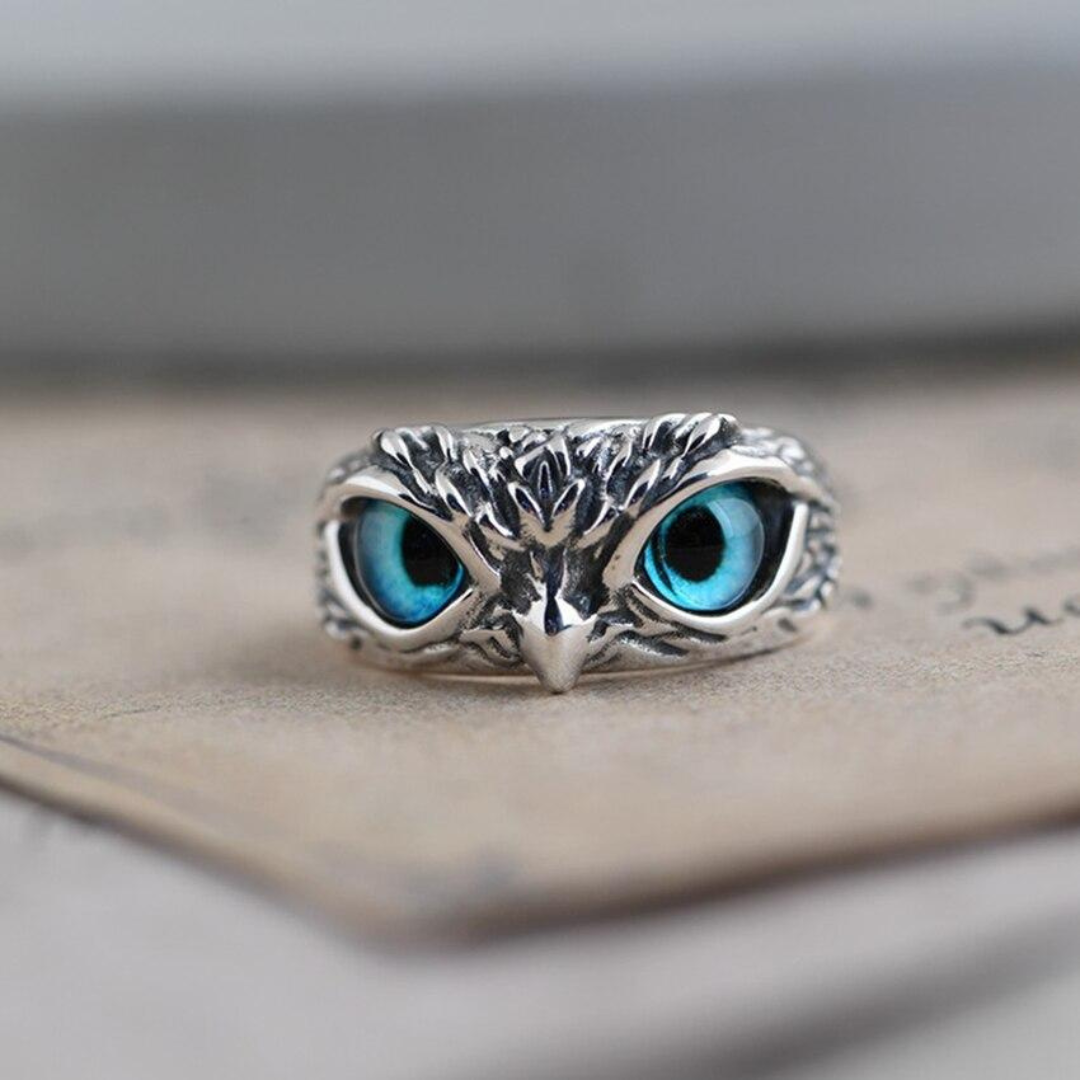 Silver Opal Owl Charm Ring - Ophelia-Nora Luxe