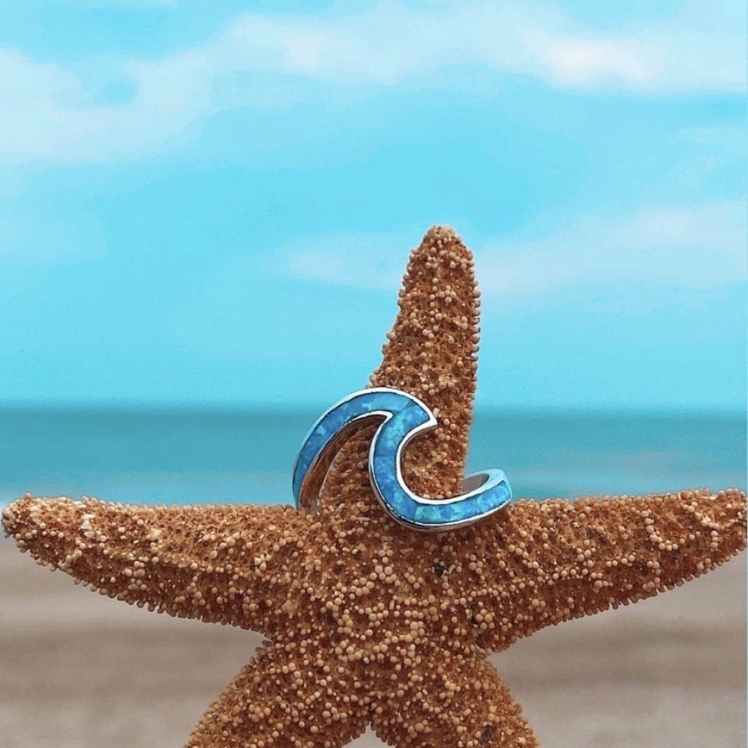 Silver Sea Wave Ring - Ondina-5-Nora Luxe