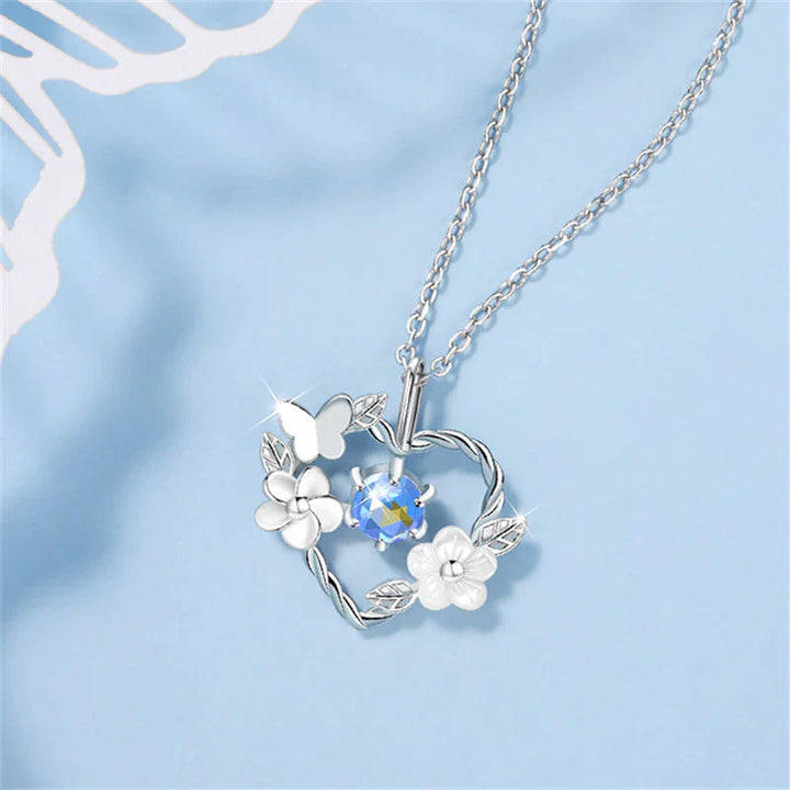 SILVER SEASHELL FLOWER HEART NECKLACE-Nora Luxe