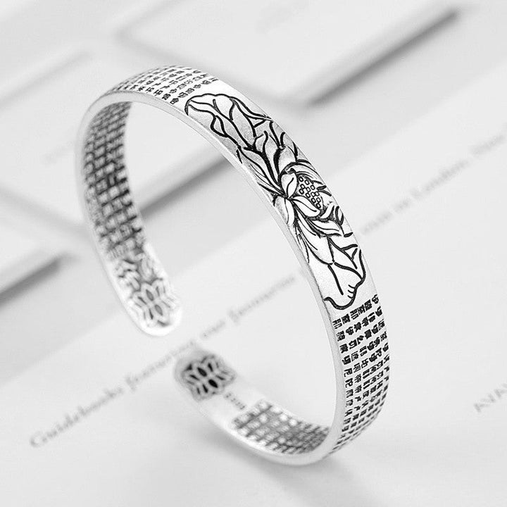 Silver Serenity Lotus Bracelet | Tranquility Accessory-Nora Luxe
