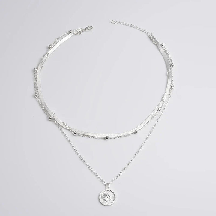 SILVER TRIPLE CHAIN NECKLACE-Nora Luxe