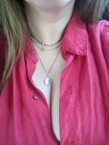 SILVER TRIPLE CHAIN NECKLACE-Nora Luxe