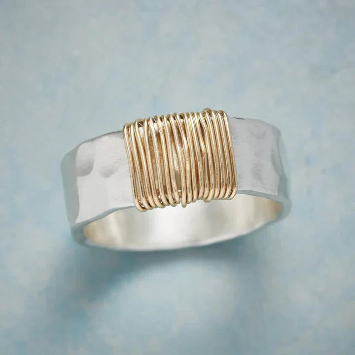 Silver Vintage Gold Filigree Ring - Amira-5-Nora Luxe