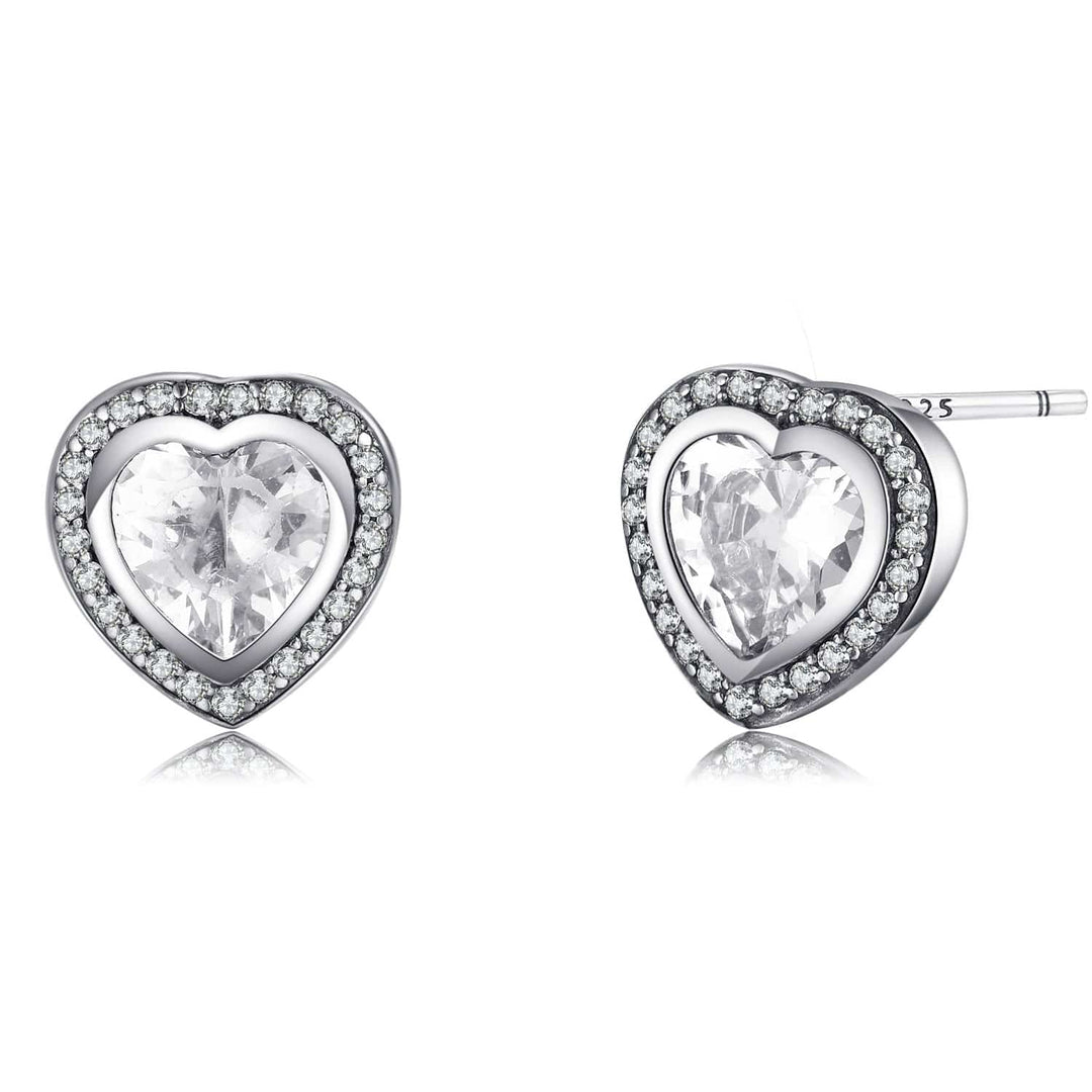 Silver Zirconia Heart-Shaped Earrings - Celestia-Nora Luxe