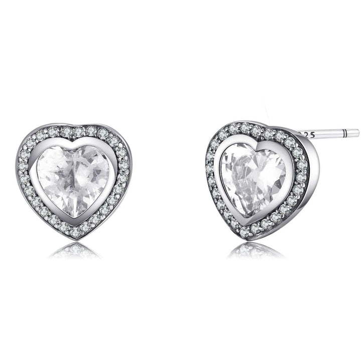 Silver Zirconia Heart-Shaped Earrings - Celestia-Nora Luxe