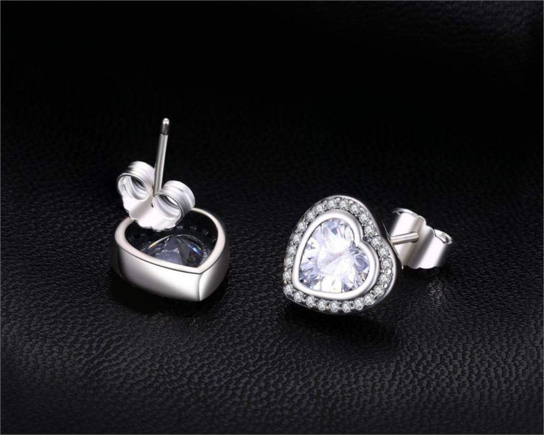 Silver Zirconia Heart-Shaped Earrings - Celestia-Nora Luxe