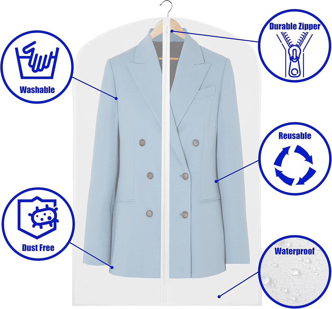 Clear Full-Length Garment Covers – 10-Pack Suit & Dress Storage Bags (Buy 1, Get 1 FREE)