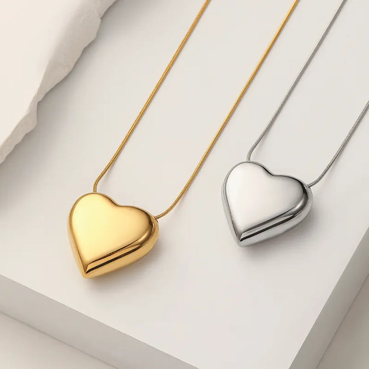 Simple Peach Heart Pendant Necklace | Minimalist Jewellery-Silver-Nora Luxe