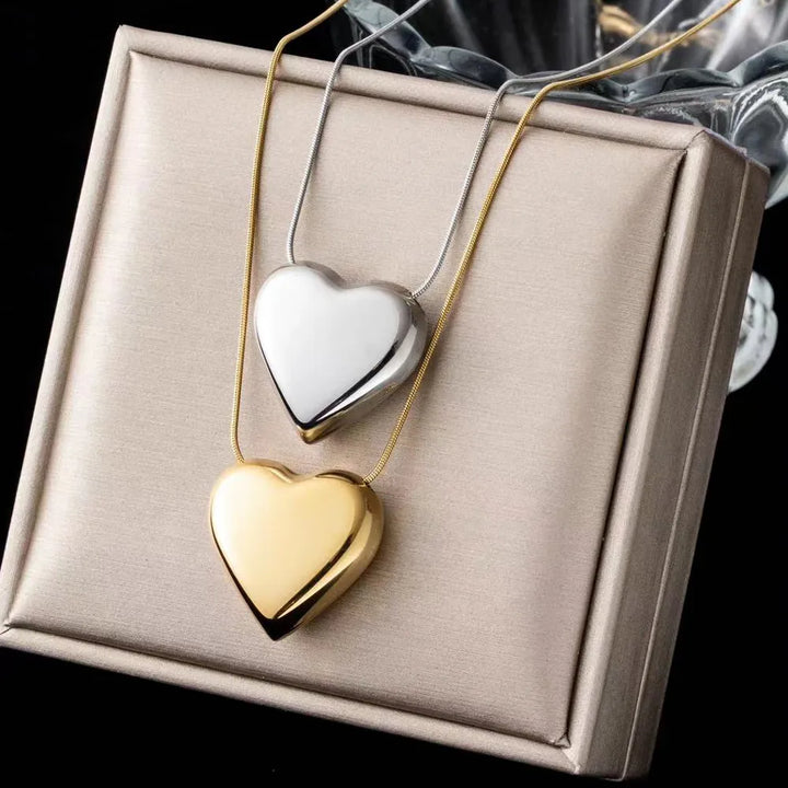 Simple Peach Heart Pendant Necklace | Minimalist Jewellery-Silver-Nora Luxe