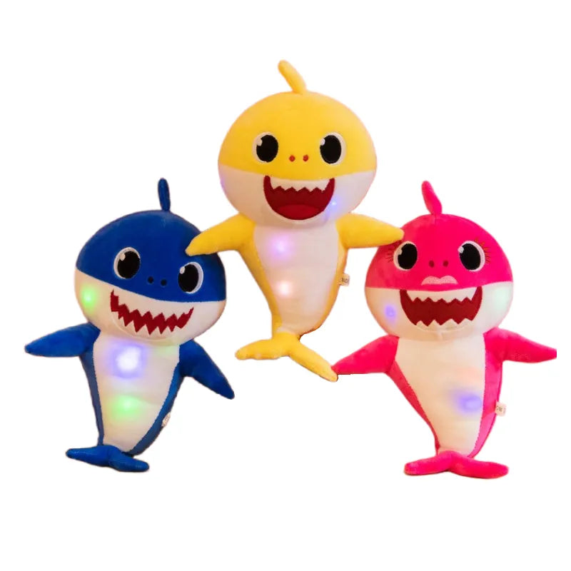 Singing Shark Plush Toy with Music and Light - GlowShark-3-Pack-Hug-Nora Luxe
