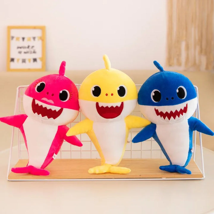 Singing Shark Plush Toy with Music and Light - GlowShark-Yellow-Hug-Nora Luxe