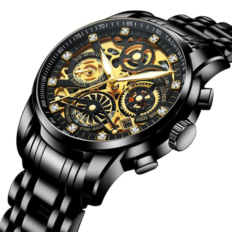 Skeleton Men's Watch - Eclipse-Black-Nora Luxe