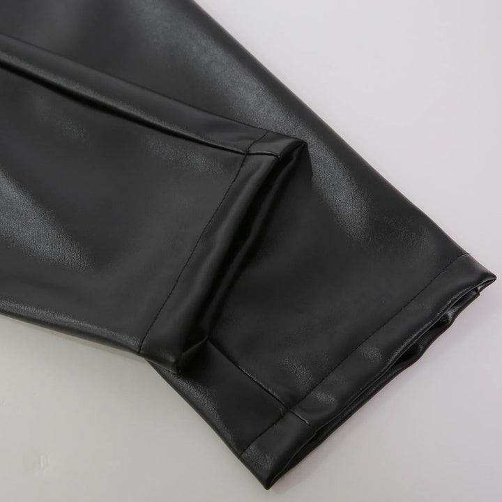 Skinny Fit Elastic Leather Trousers for Men - Lars-Black-28-Nora Luxe