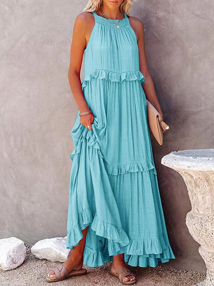 Sleeveless Maxi Dress with Bow Detail – Noor-Light blue-S-State of Style