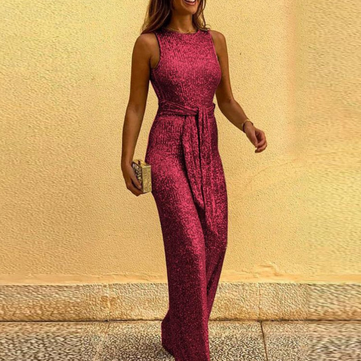 Sleeveless Party Jumpsuit for Women - Figure-Hugging & Festive - Amira-Red-S-Nora Luxe