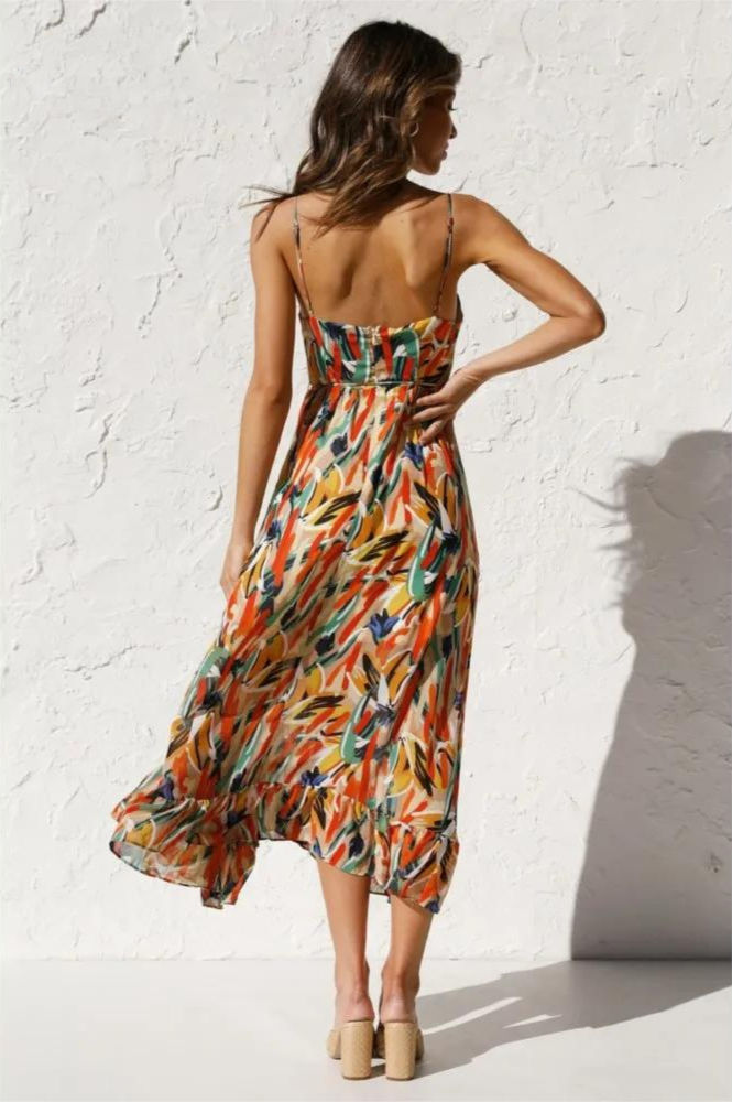 Sleeveless Summer Dress with Print – Isla-Orange-S-State of Style