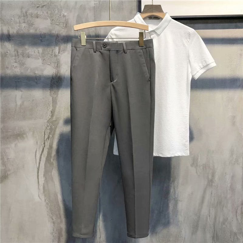 Slim Fit Formal Men's Trousers – Milan-Dark grey-S-Nora Luxe