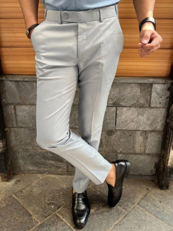 Slim Fit Formal Men's Trousers – Milan-Light grey-S-Nora Luxe
