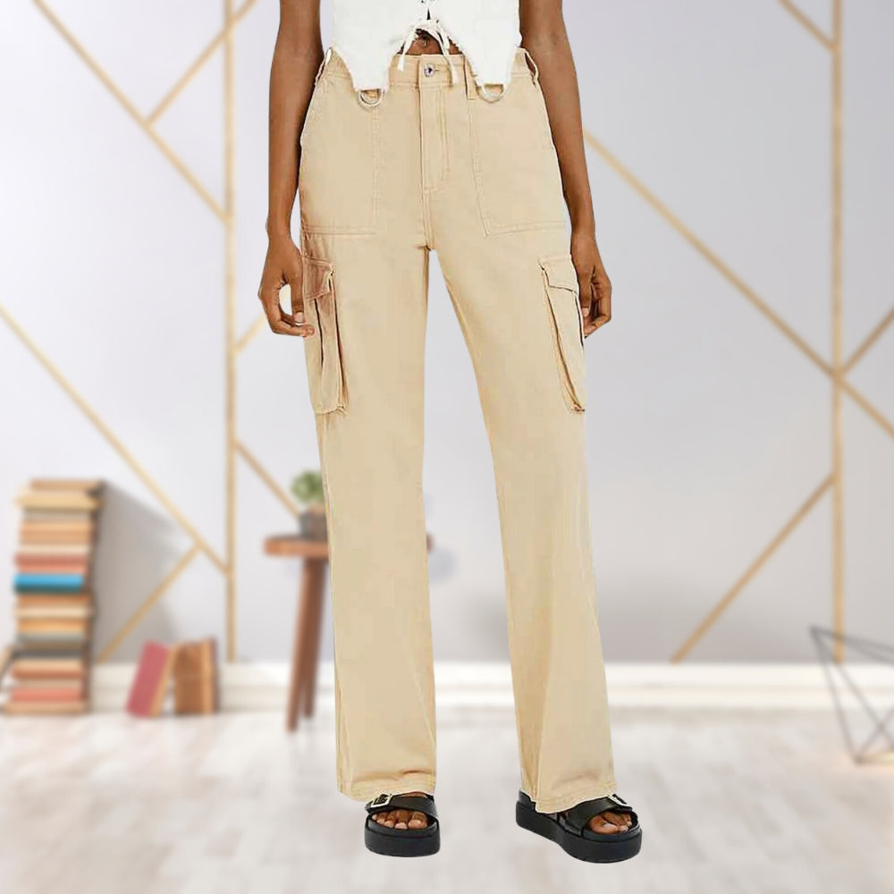 Slim-Fit Ladies Cargo Trousers - Maya-Beige-S-Nora Luxe