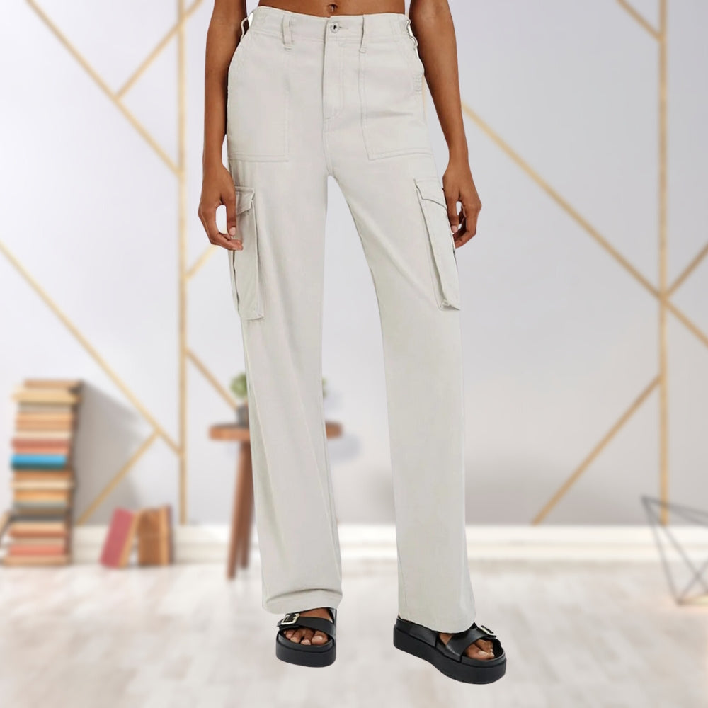 Slim-Fit Ladies Cargo Trousers - Maya-Light Gray-S-Nora Luxe