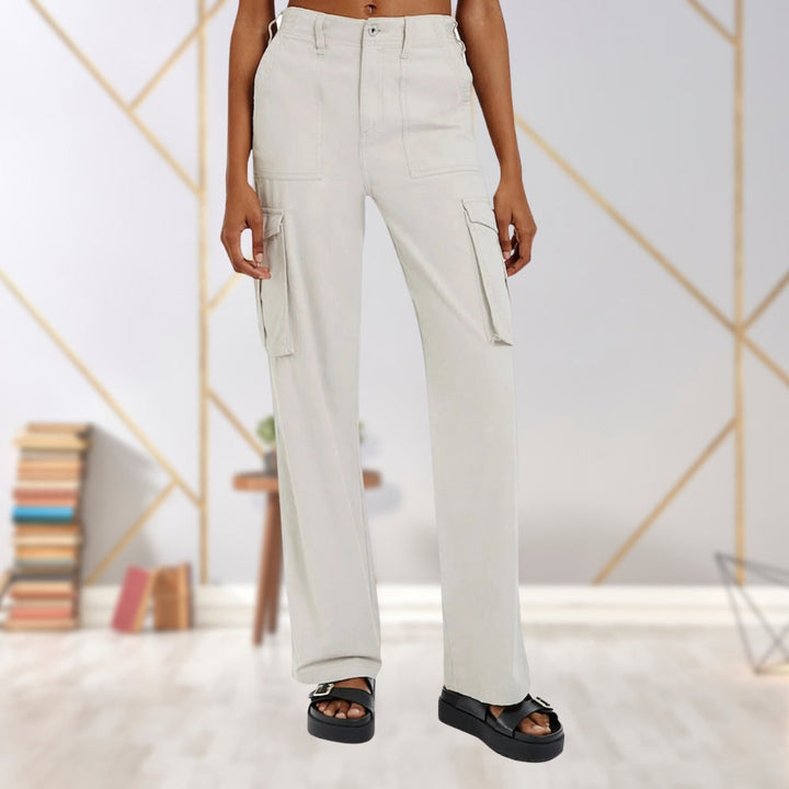 Slim-Fit Ladies Cargo Trousers - Maya-Light Gray-S-Nora Luxe