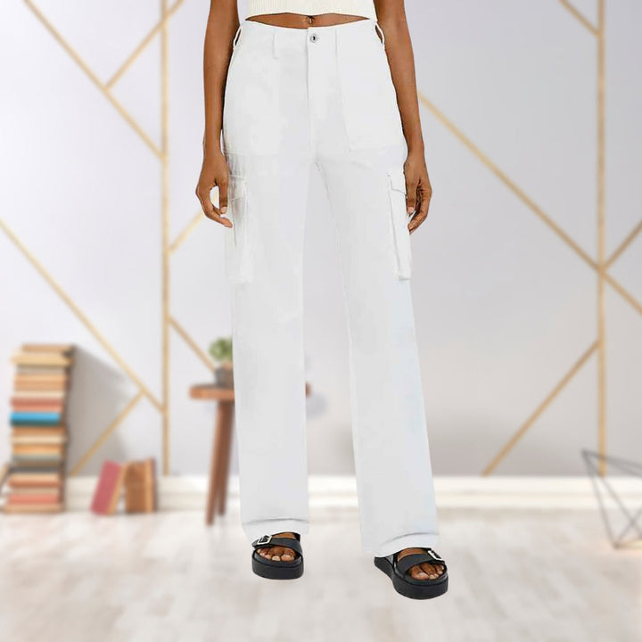 Slim-Fit Ladies Cargo Trousers - Maya-White-S-Nora Luxe