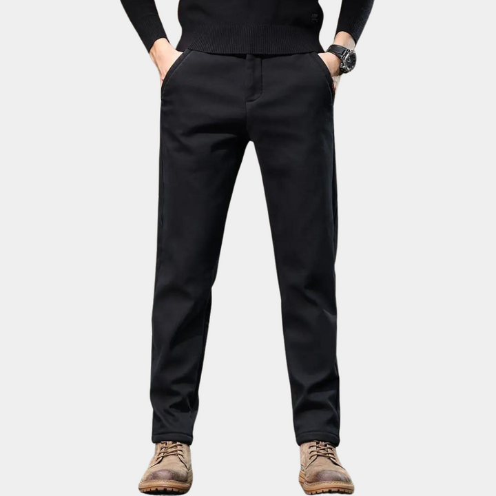 Slim Fit Semi-Formal Trousers for Men - Luca-Black-36-Nora Luxe