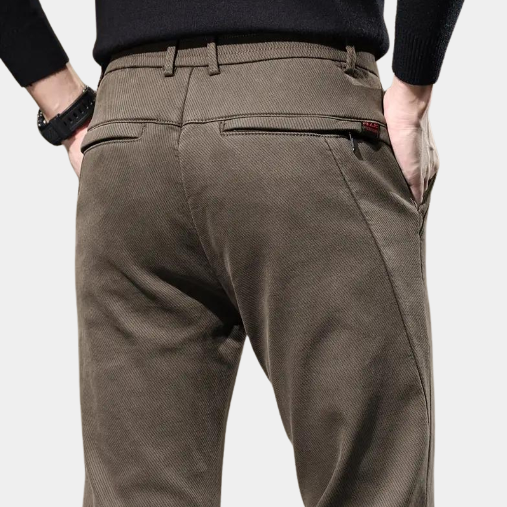 Slim Fit Semi-Formal Trousers for Men - Luca-Brown-36-Nora Luxe