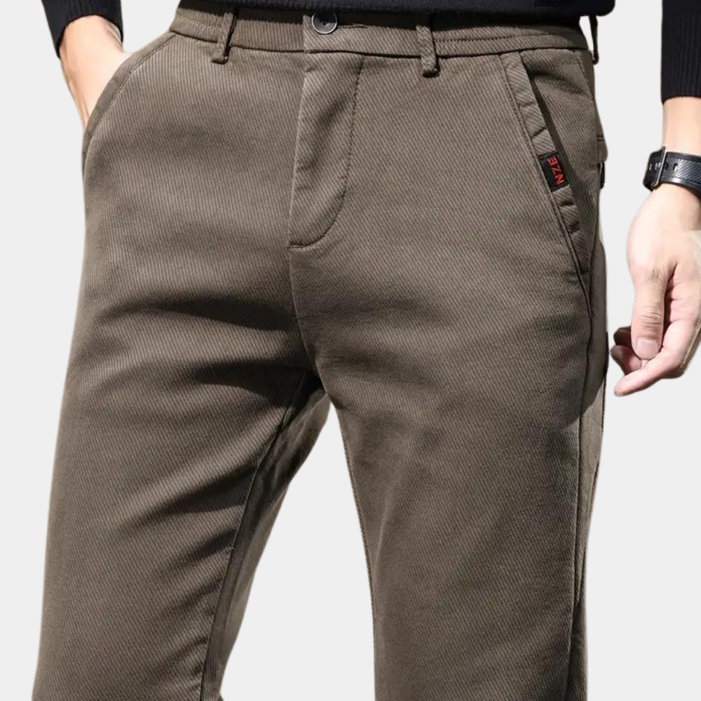 Slim Fit Semi-Formal Trousers for Men - Luca-Brown-36-Nora Luxe