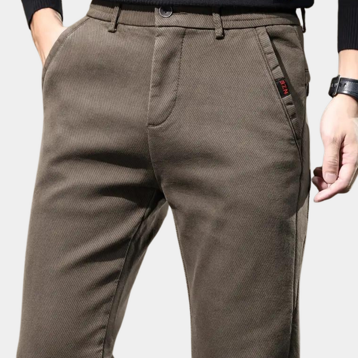 Slim Fit Semi-Formal Trousers for Men - Luca-Brown-36-Nora Luxe