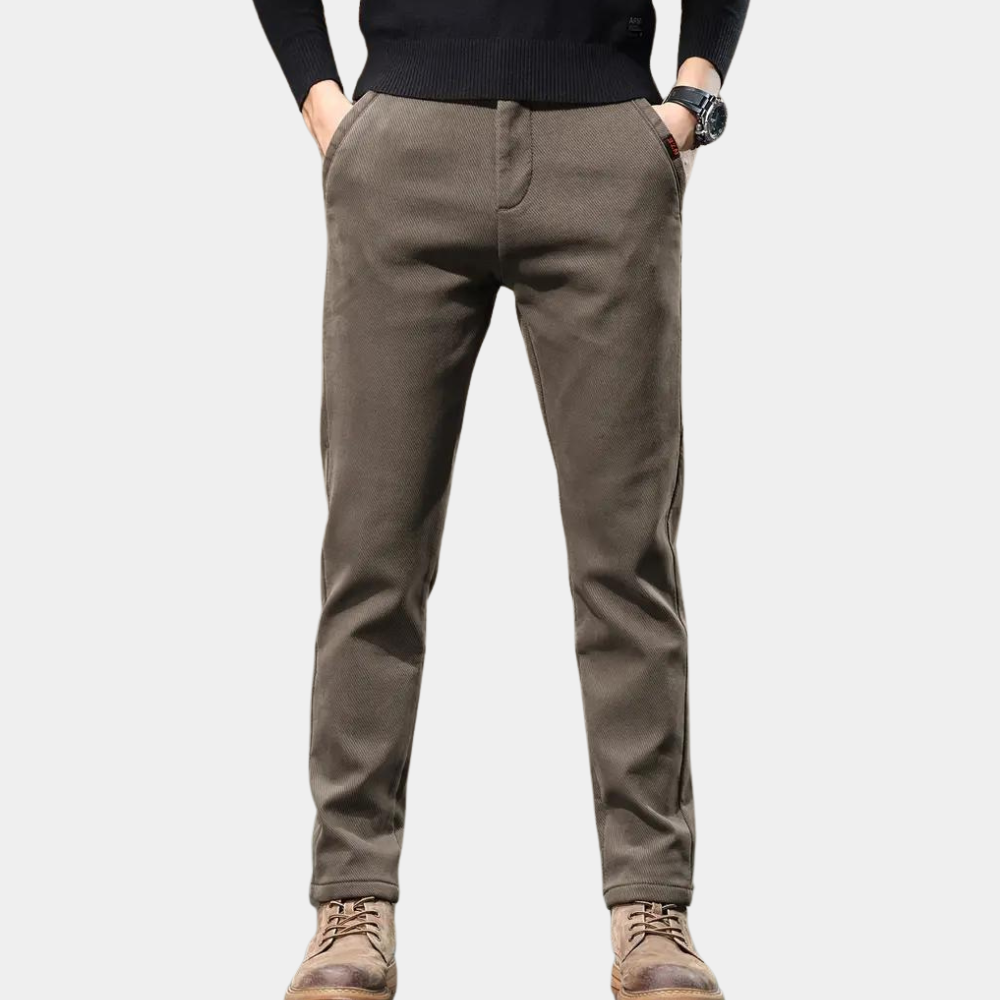 Slim Fit Semi-Formal Trousers for Men - Luca-Brown-36-Nora Luxe