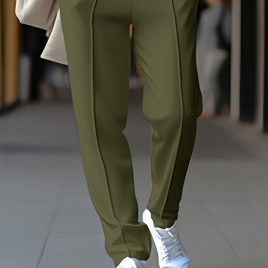 Slim Fit Stretch Chino - Max-Olive Green-M-Nora Luxe
