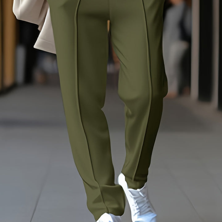 Slim Fit Stretch Chino - Max-Olive Green-M-Nora Luxe