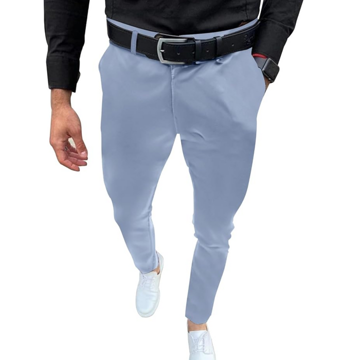 Slim Fit Stretch Men's Trousers - Boaz-Blue-S-Nora Luxe