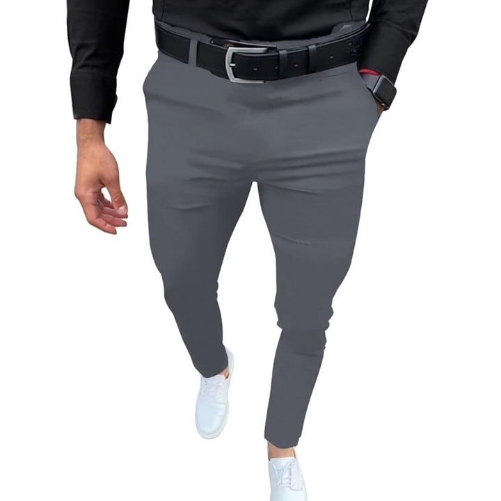 Slim Fit Stretch Men's Trousers - Boaz-Gray-S-Nora Luxe