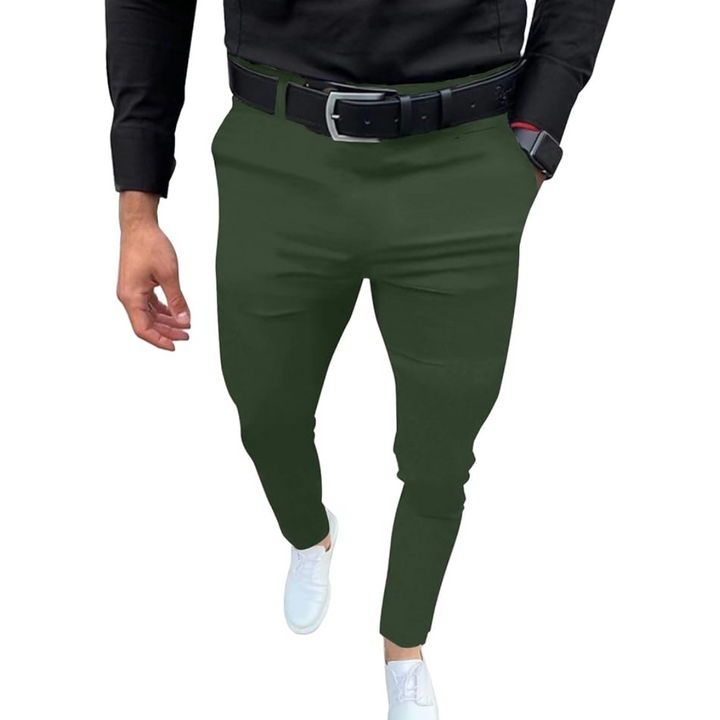 Slim Fit Stretch Men's Trousers - Boaz-Green-S-Nora Luxe