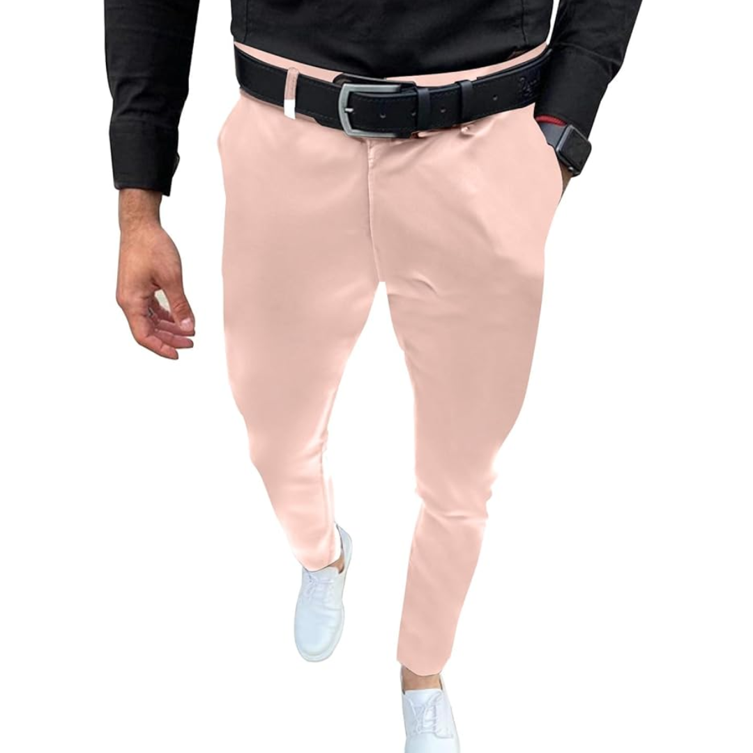 Slim Fit Stretch Men's Trousers - Boaz-Pink-S-Nora Luxe