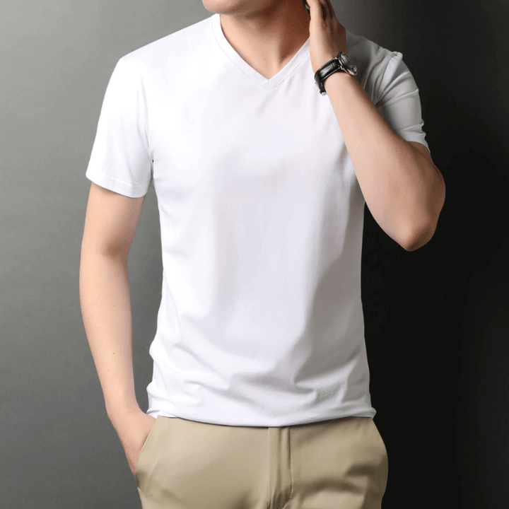 Slim Fit V-Neck T-Shirt for Men 1+1 FREE – Comfortable & Suitable for Everyday Use – Jonas-White-S-Nora Luxe