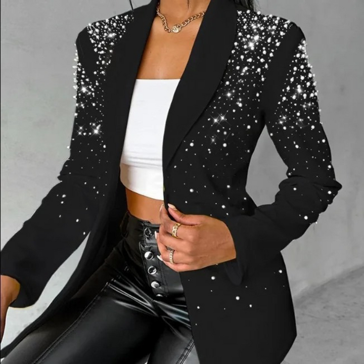 Slim Ladies Blazer with Pearl Details - Amara-Black-S-Nora Luxe