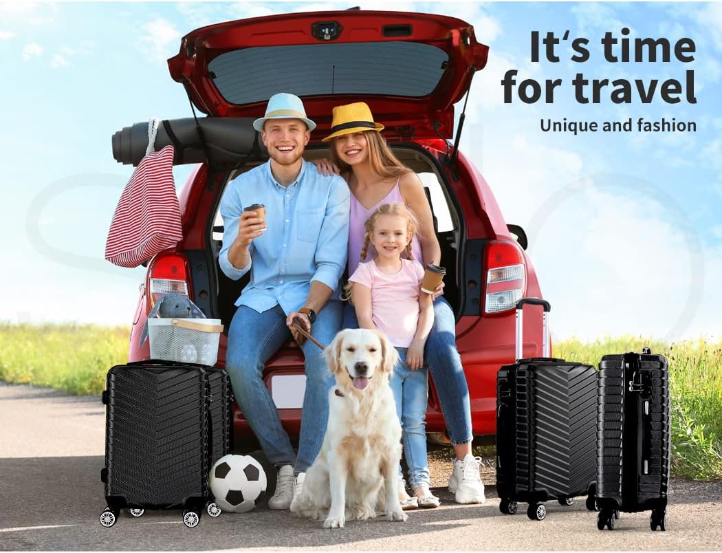 Compact & Hard-Shell Carry-On Suitcase with 360° Spinner Wheels – Black