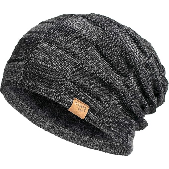 Slouchy Knitted Beanie - Luca-Black-Nora Luxe