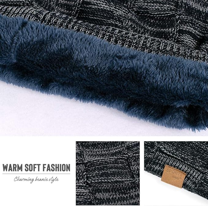 Slouchy Knitted Beanie - Luca-Black-Nora Luxe