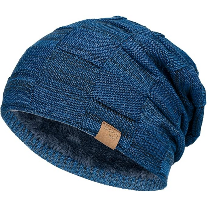 Slouchy Knitted Beanie - Luca-Blue-Nora Luxe