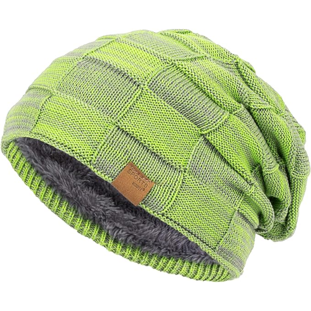 Slouchy Knitted Beanie - Luca-Bright green-Nora Luxe